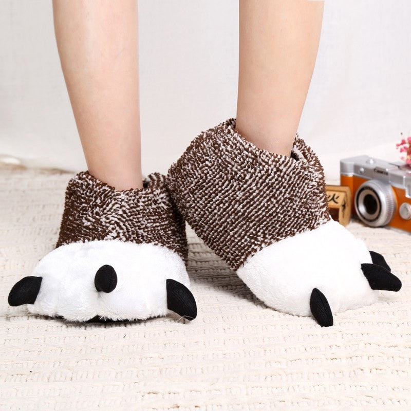 New Winter Warm Plush High-top Paw Cotton Anti-Slip Indoor Slippers