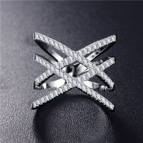 Double Letter X Silver Plated Ring