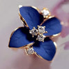 Elegant Blue Flower Gold Plated Studs