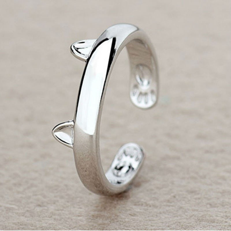 Silver Plated Kitten Ears Design Rings