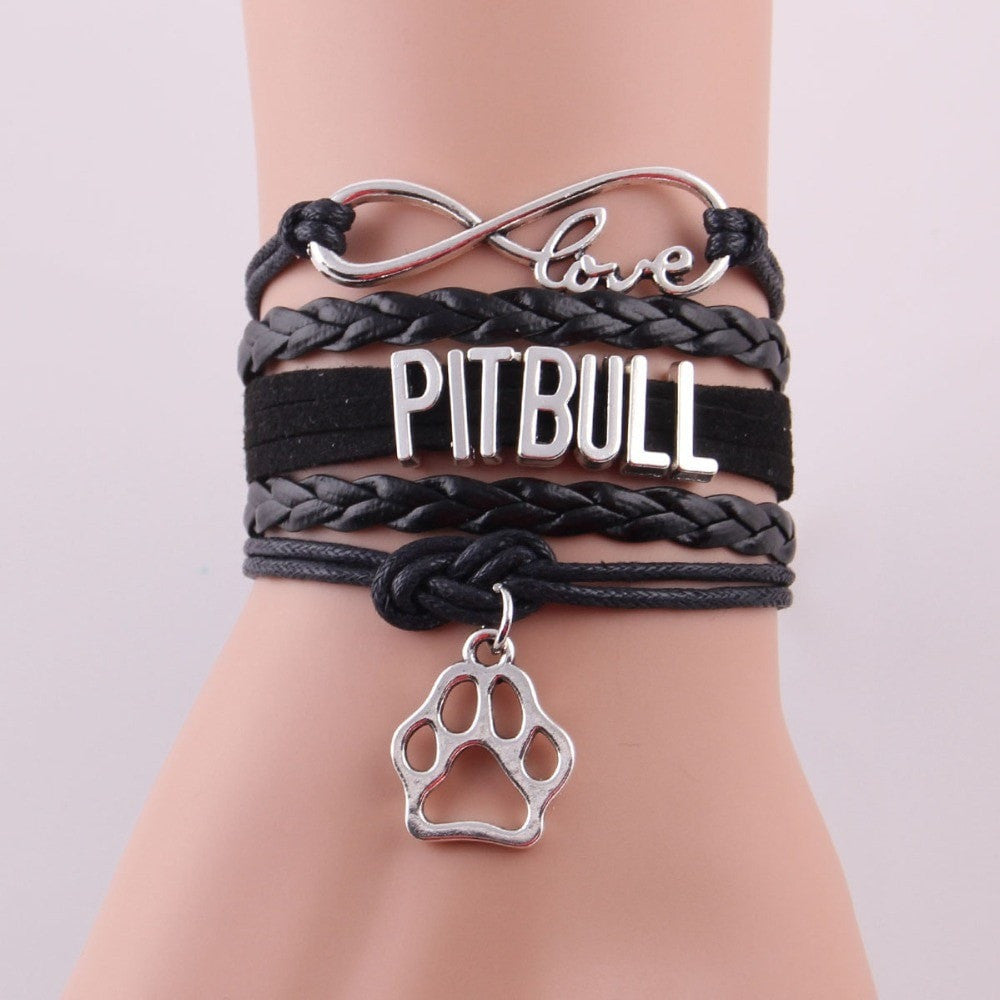Pitbull Paw Rope Leather Bracelet