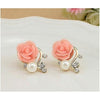 Rose with Pearl Crystal Earrings