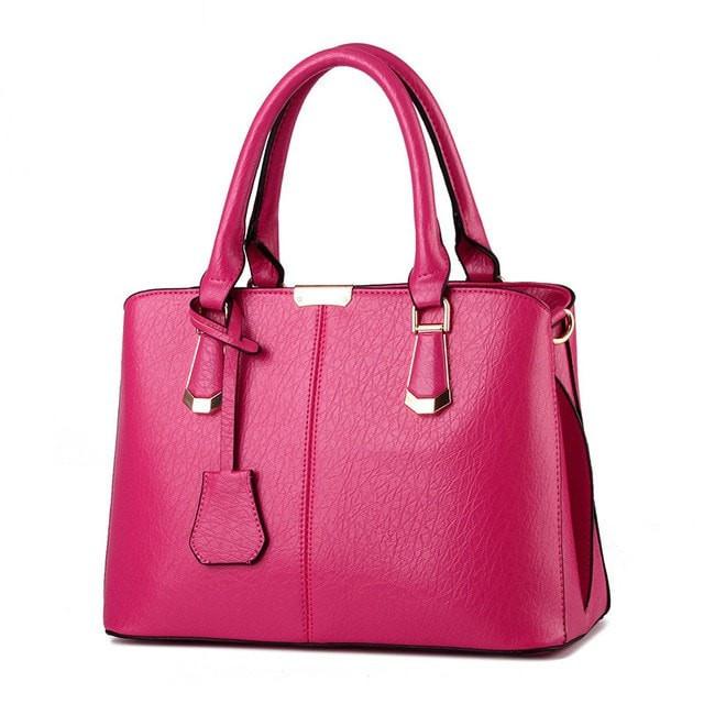 Luxury Medium Leather Office Lady Shoulder Bag - Club Salvia