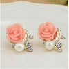 Rose with Pearl Crystal Earrings